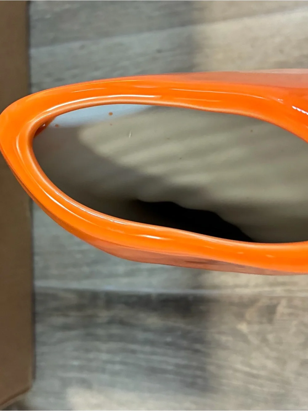 Modern  Orange Abstract Ceramic Donut Vase - Sculptural Art Decor Glossy 10 in